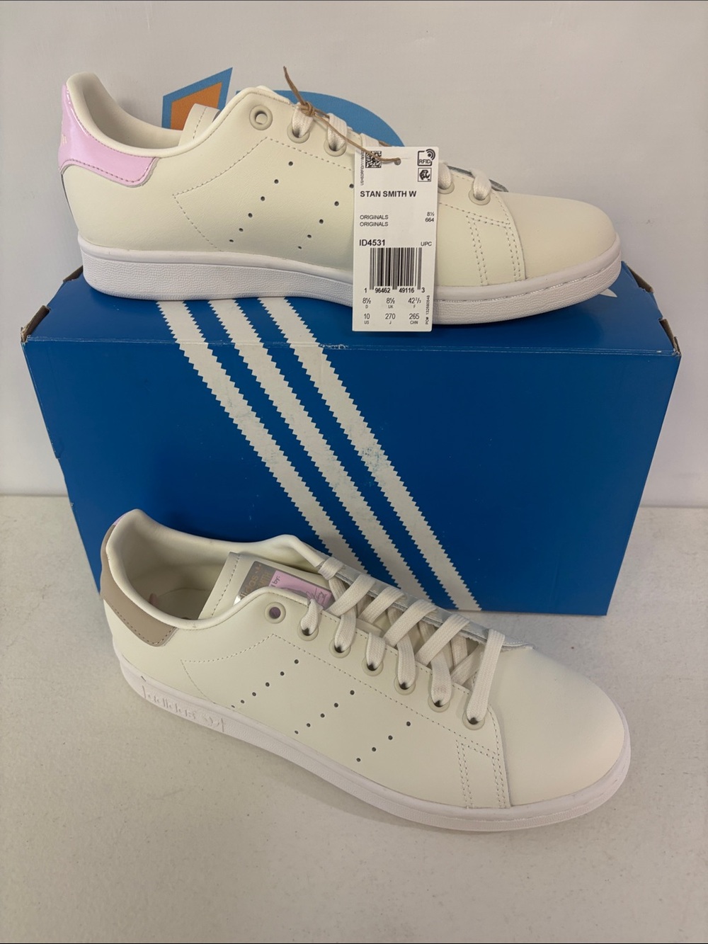 adidas Stan Smith Women's Sneakers - Cream with Pink and Tan Accents